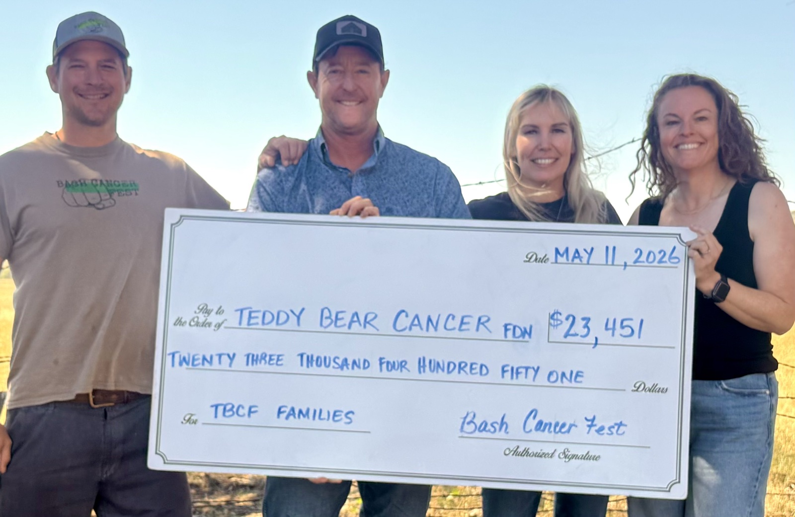 Biggest year yet — our 2025 donation check to the Teddy Bear Cancer Foundation
